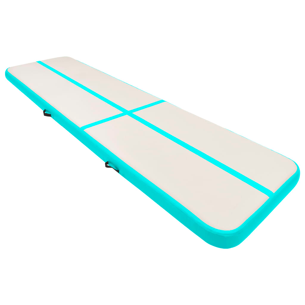 vidaXL Green Inflatable Gymnastics Mat with Pump 800x100x15 cm - Durable PVC - Fitness Max