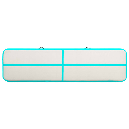 vidaXL Green Inflatable Gymnastics Mat with Pump 800x100x15 cm - Durable PVC - Fitness Max