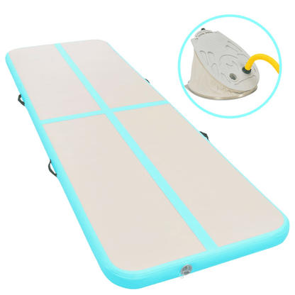 vidaXL Green PVC Inflatable Gymnastics Mat with Pump 400x100x10 cm - Fitness Max