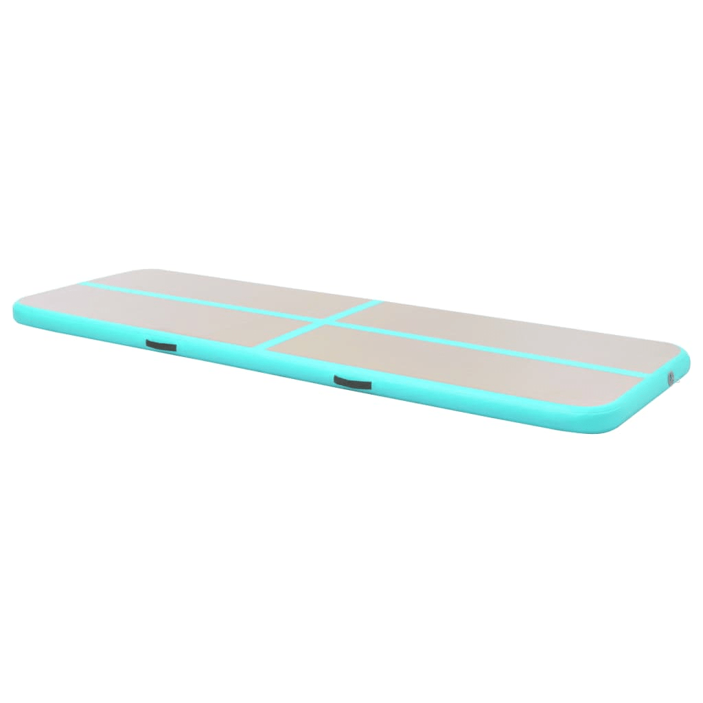 vidaXL Green PVC Inflatable Gymnastics Mat with Pump 400x100x10 cm - Fitness Max