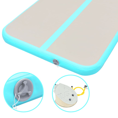 vidaXL Green PVC Inflatable Gymnastics Mat with Pump 400x100x10 cm - Fitness Max