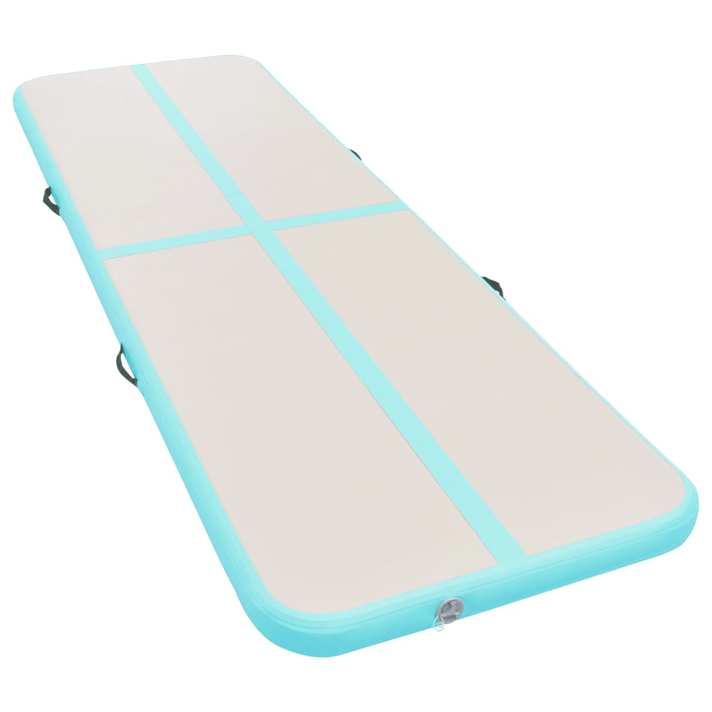 vidaXL High-Density PVC Gymnastics Mat with Pump, 300x100x10 cm, Green & Grey - Fitness Max