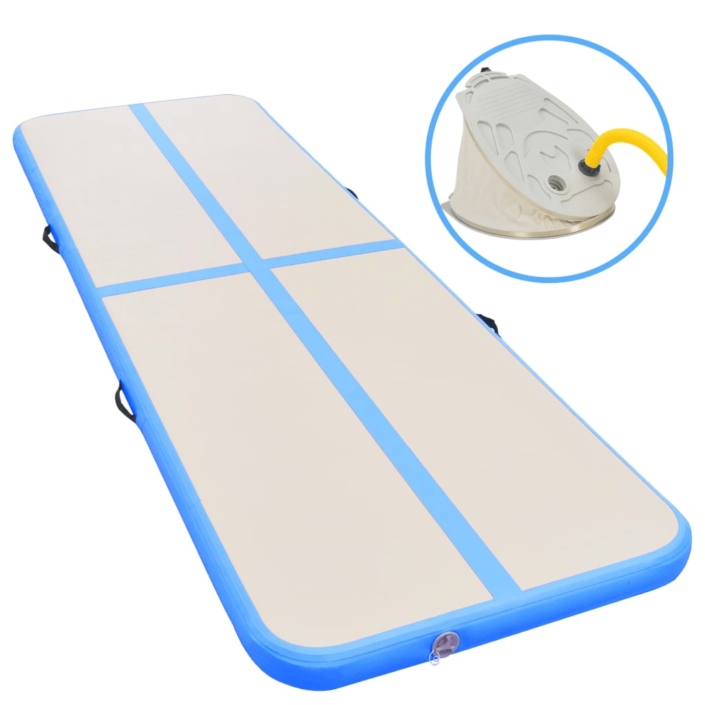 vidaXL Gymnastics Mat with Pump 700x100x10 cm PVC Blue for Training - Fitness Max