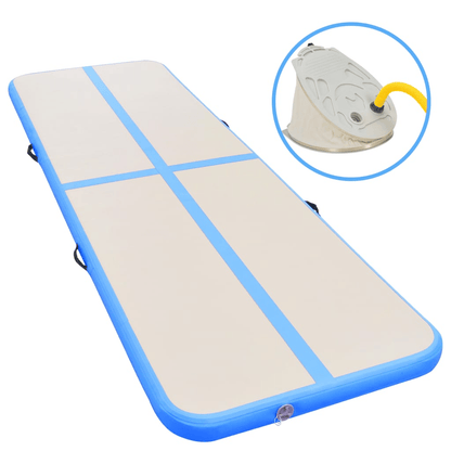 vidaXL Gymnastics Mat with Pump 700x100x10 cm PVC Blue for Training - Fitness Max