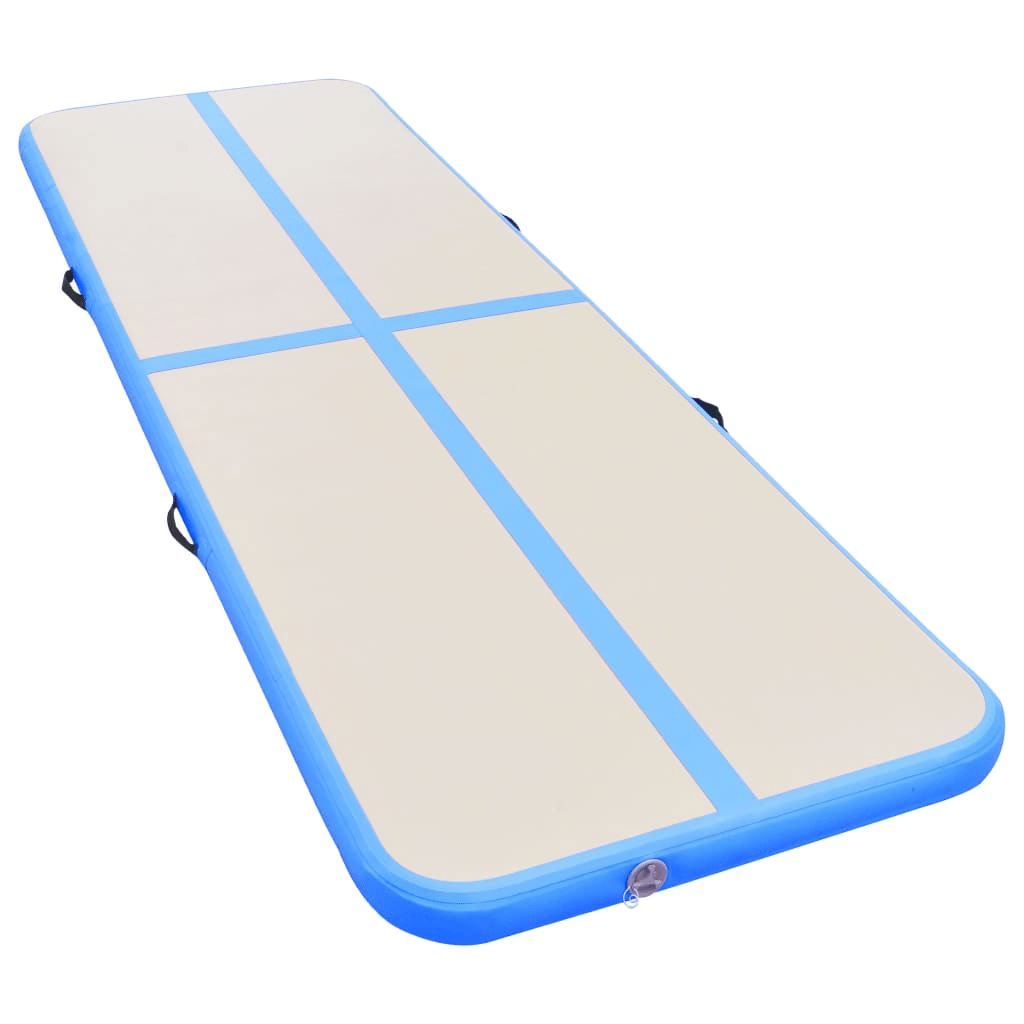 vidaXL Gymnastics Mat with Pump 700x100x10 cm PVC Blue for Training - Fitness Max