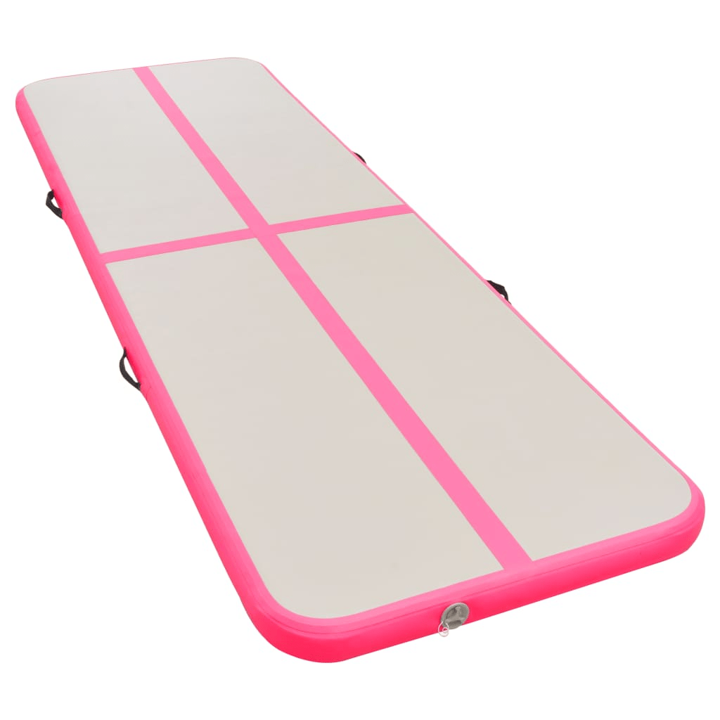 vidaXL Pink Inflatable Gymnastics Mat with Pump, 300x100x10 cm, Durable PVC - Fitness Max