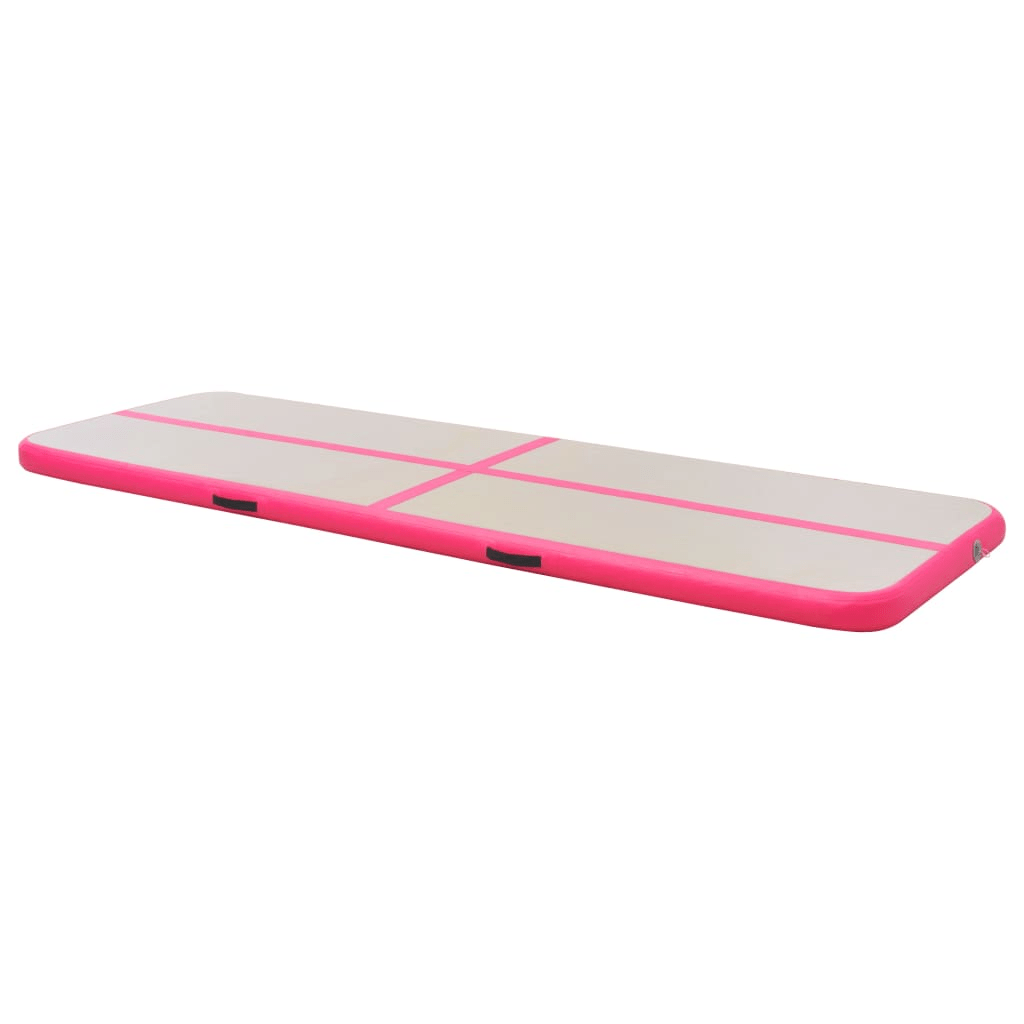 vidaXL Pink Inflatable Gymnastics Mat with Pump, 300x100x10 cm, Durable PVC - Fitness Max