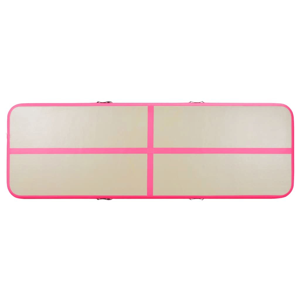 vidaXL Pink Inflatable Gymnastics Mat with Pump, 300x100x10 cm, Durable PVC - Fitness Max