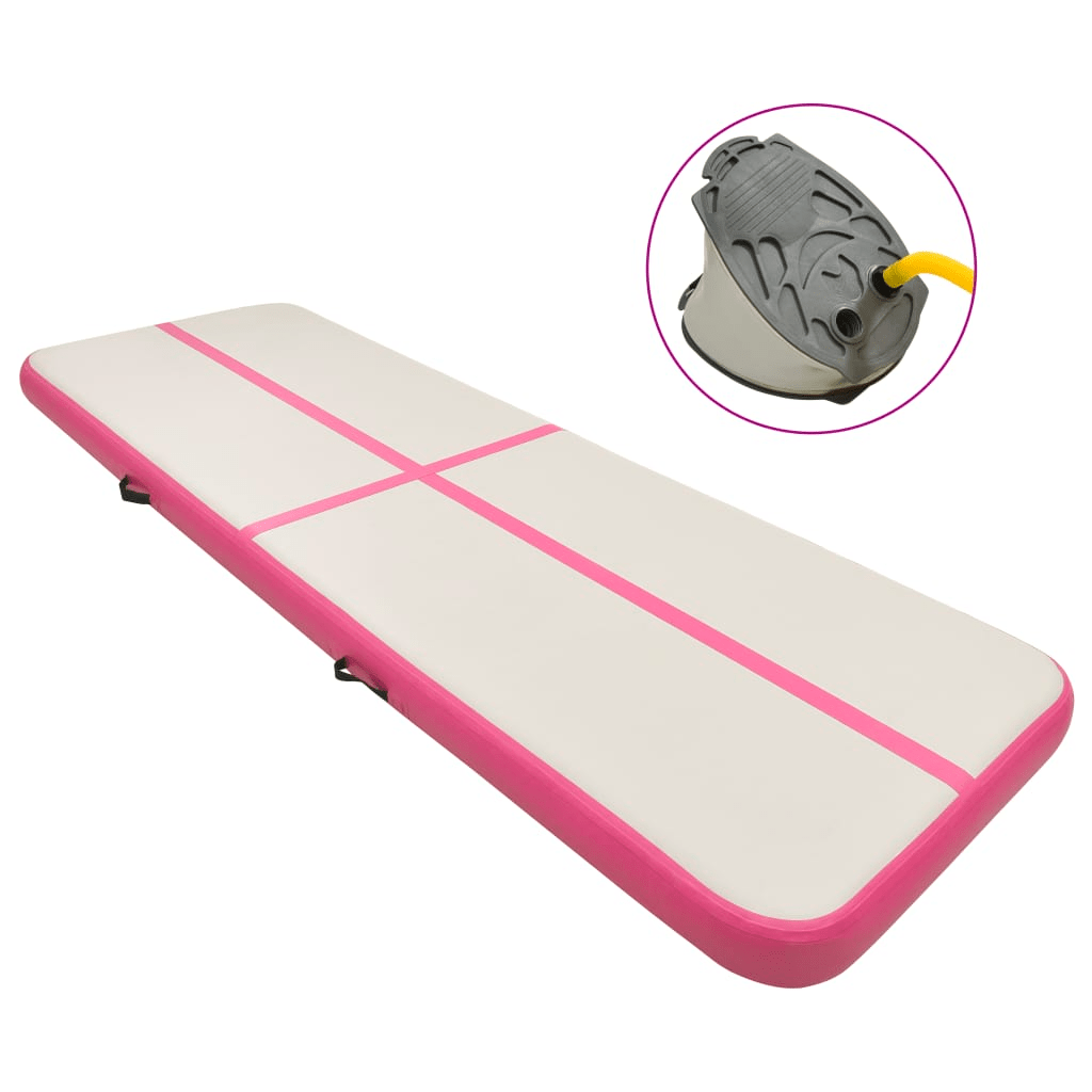vidaXL Pink Inflatable Gymnastics Mat with Pump: Durable & Versatile - Fitness Max