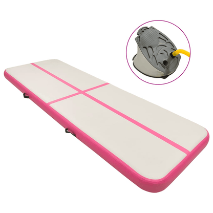 vidaXL Pink Inflatable Gymnastics Mat with Pump: Durable & Versatile - Fitness Max