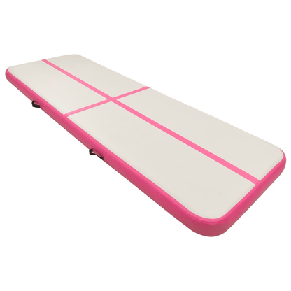 vidaXL Pink Inflatable Gymnastics Mat with Pump: Durable & Versatile - Fitness Max