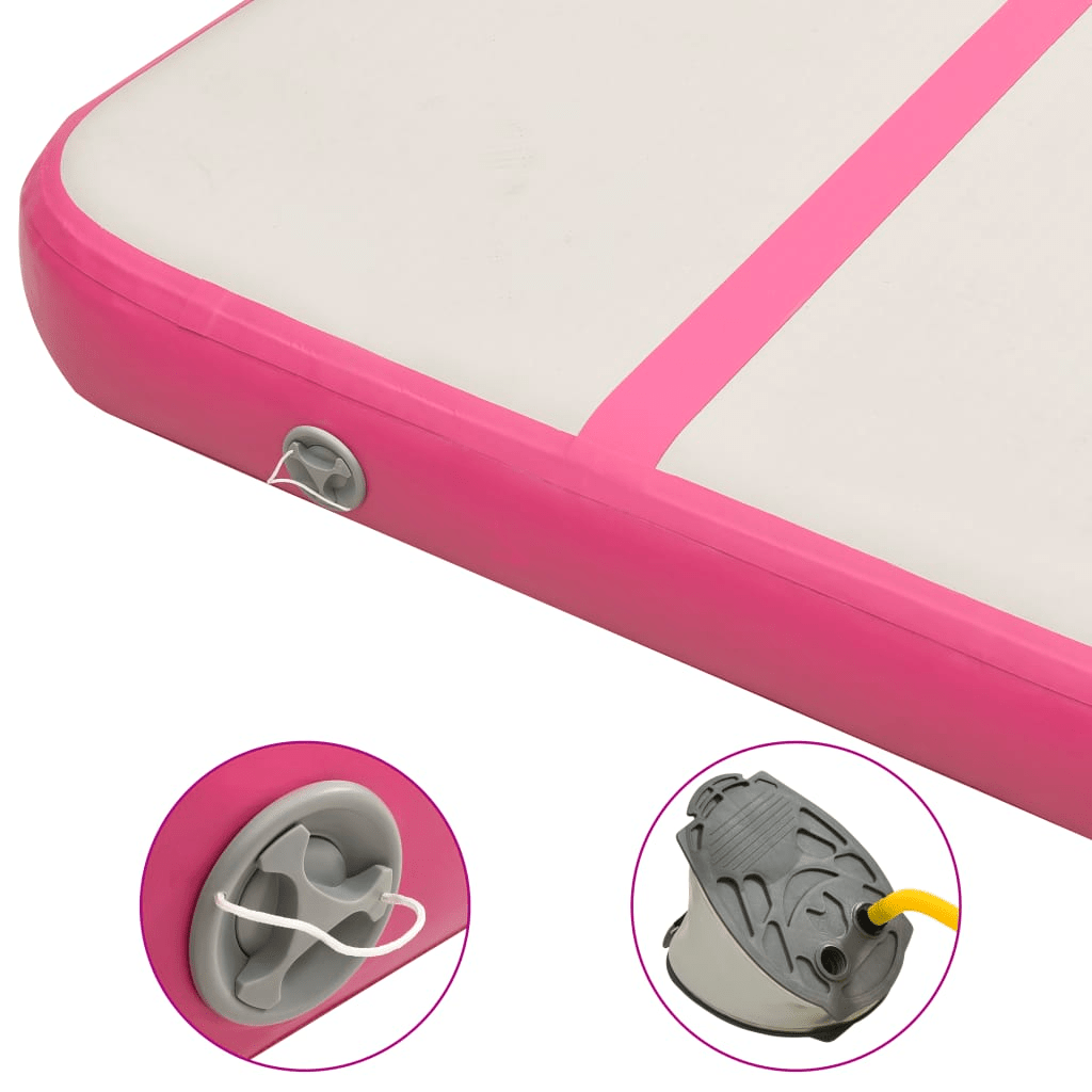 vidaXL Pink Inflatable Gymnastics Mat with Pump: Durable & Versatile - Fitness Max