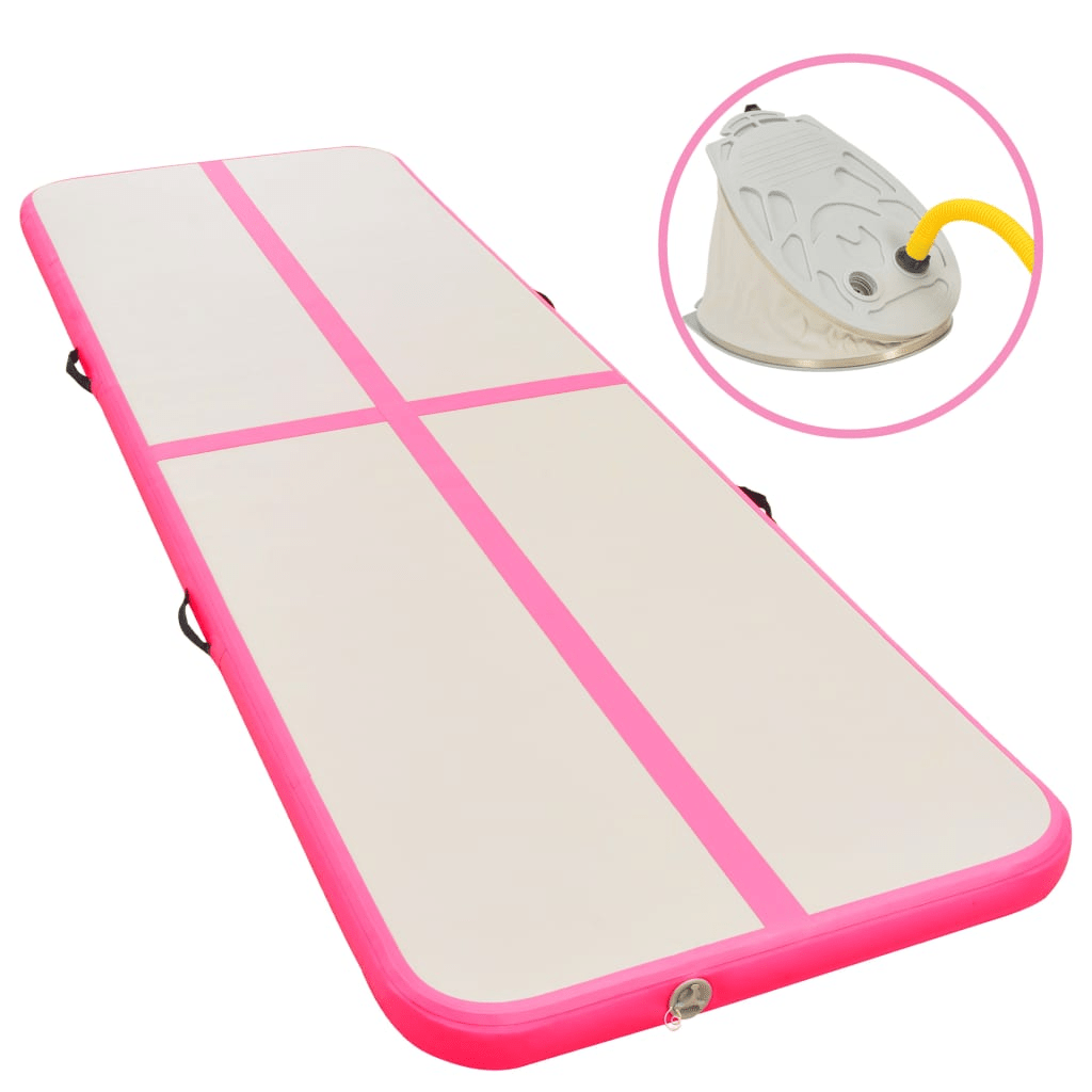 vidaXL Pink Inflatable Gymnastics Mat with Pump for Home and Gym - Fitness Max