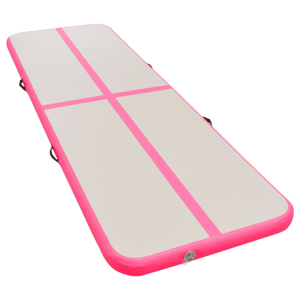 vidaXL Pink Inflatable Gymnastics Mat with Pump for Home and Gym - Fitness Max