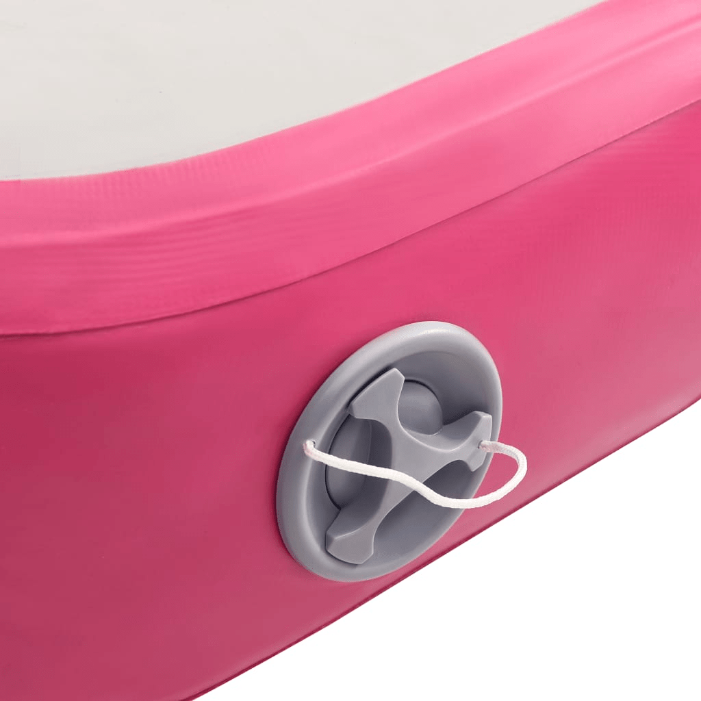 vidaXL Pink PVC Inflatable Gymnastics Mat with Pump: 400x100x20 cm - Fitness Max