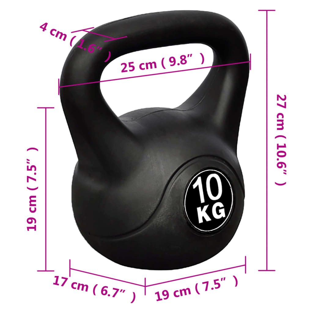 10 kg Concrete Kettlebell with Plastic Coating - Durable, Professional - Fitness Max