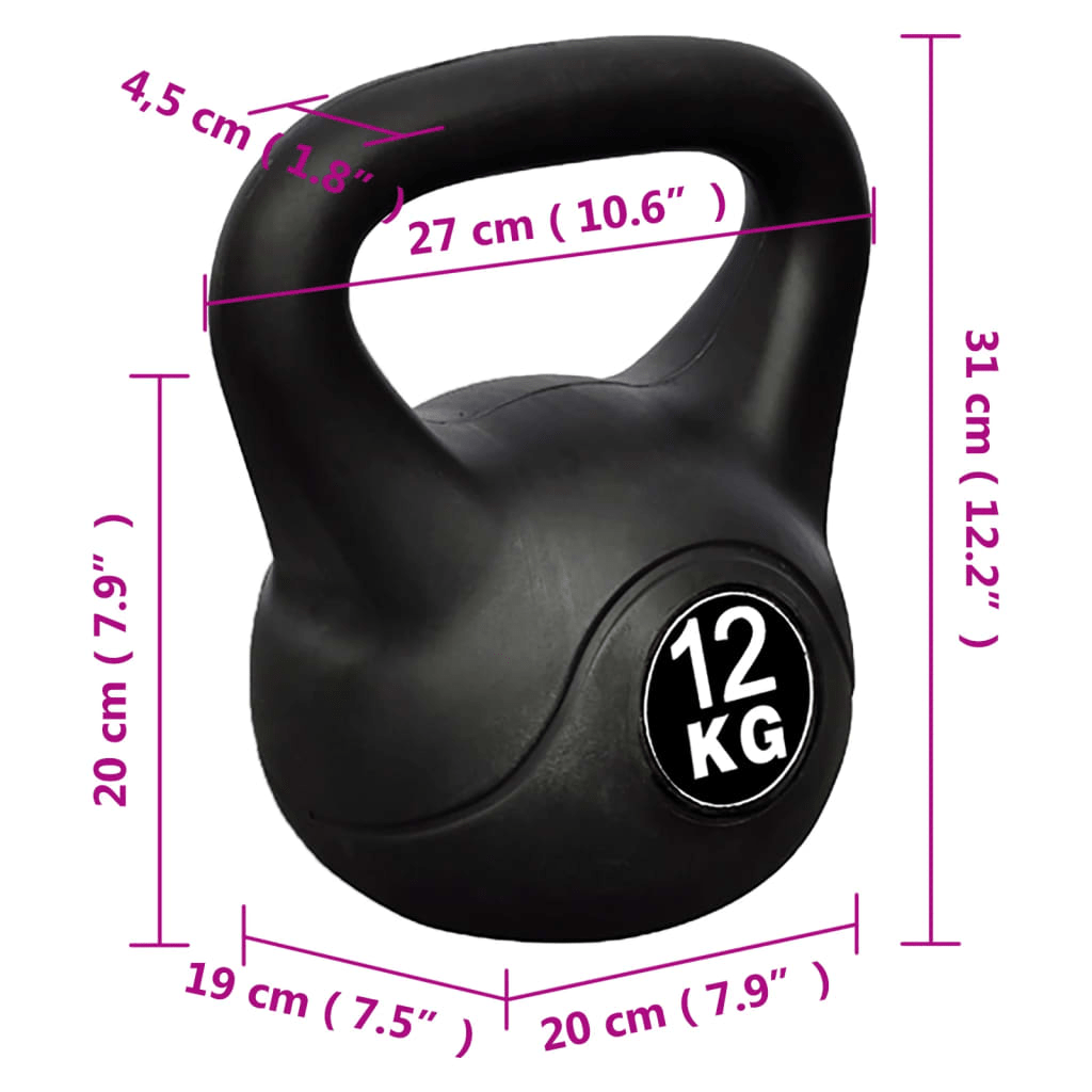 12 kg Kettlebell with Professional Construction, Plastic Coating, Durable & Floor-Friendly - Fitness Max