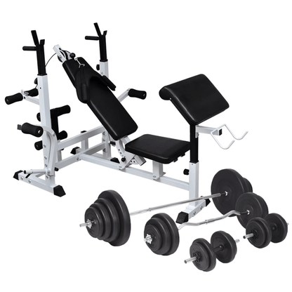 Multi Gym vidaXL Weight Bench & 120 kg Barbell Dumbbell Set
