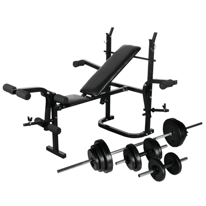 Multi Gym vidaXL Weight Bench with Weight Rack, Barbell and Dumbbell Set