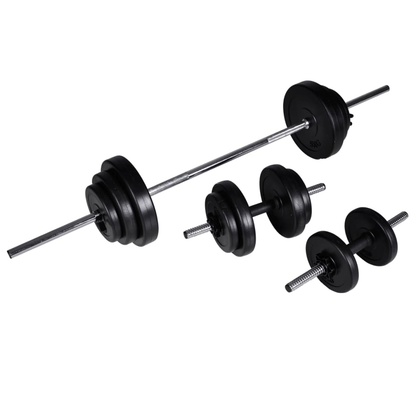 Power Tower vidaXL Wall Mounted Power Tower with Barbell and Dumbbell Set