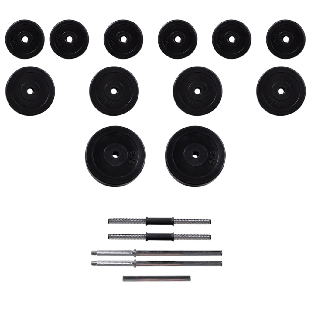 Power Tower vidaXL Wall Mounted Power Tower with Barbell and Dumbbell Set