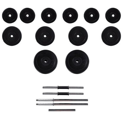 Power Tower vidaXL Wall Mounted Power Tower with Barbell and Dumbbell Set