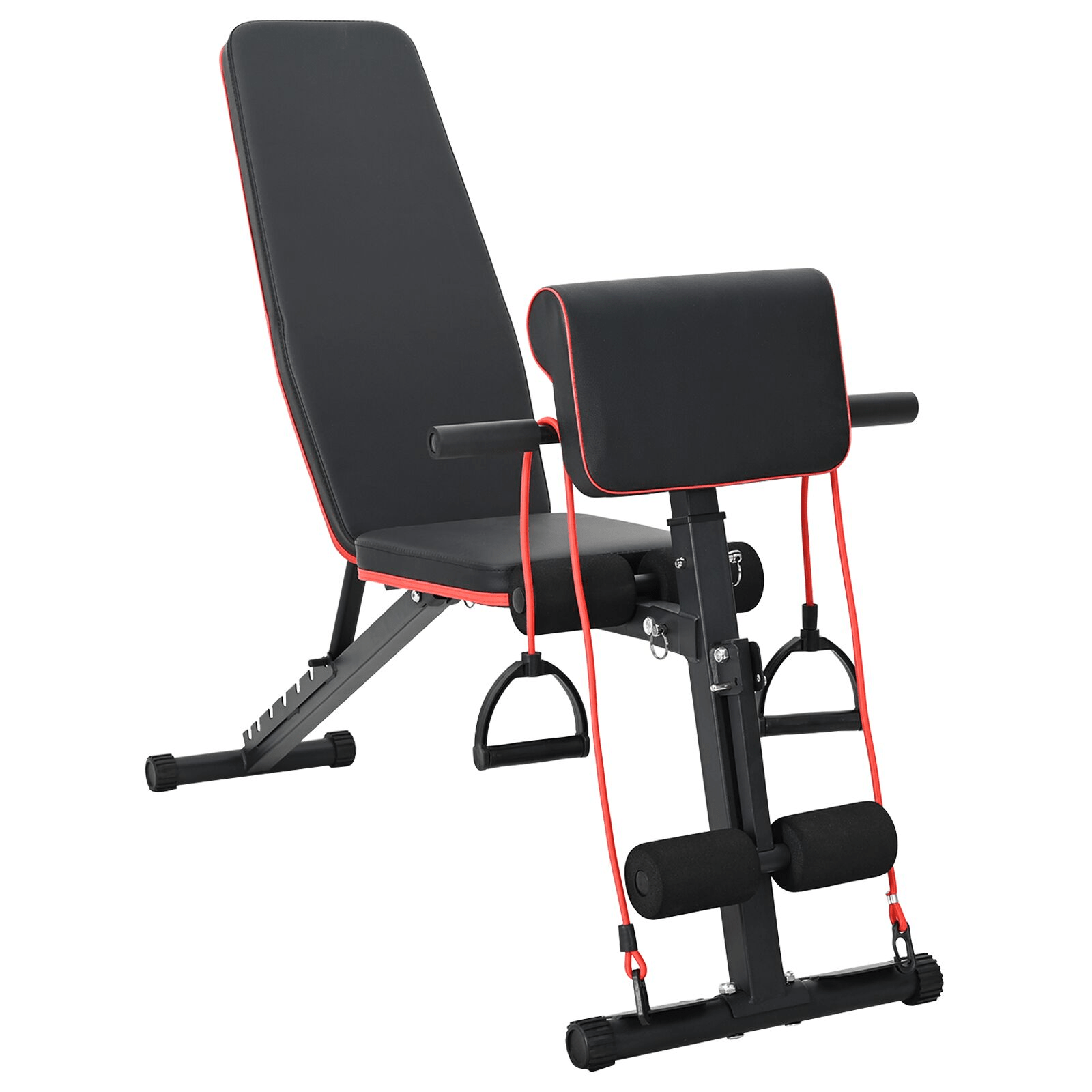 vidaXL Weight Bench with Resistance Bands, 150 kg Capacity, Black Steel - Home Gym - Fitness Max