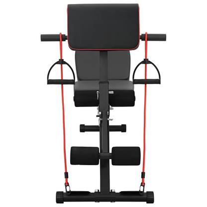 vidaXL Weight Bench with Resistance Bands, 150 kg Capacity, Black Steel - Home Gym - Fitness Max
