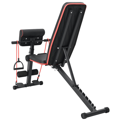 vidaXL Weight Bench with Resistance Bands, 150 kg Capacity, Black Steel - Home Gym - Fitness Max