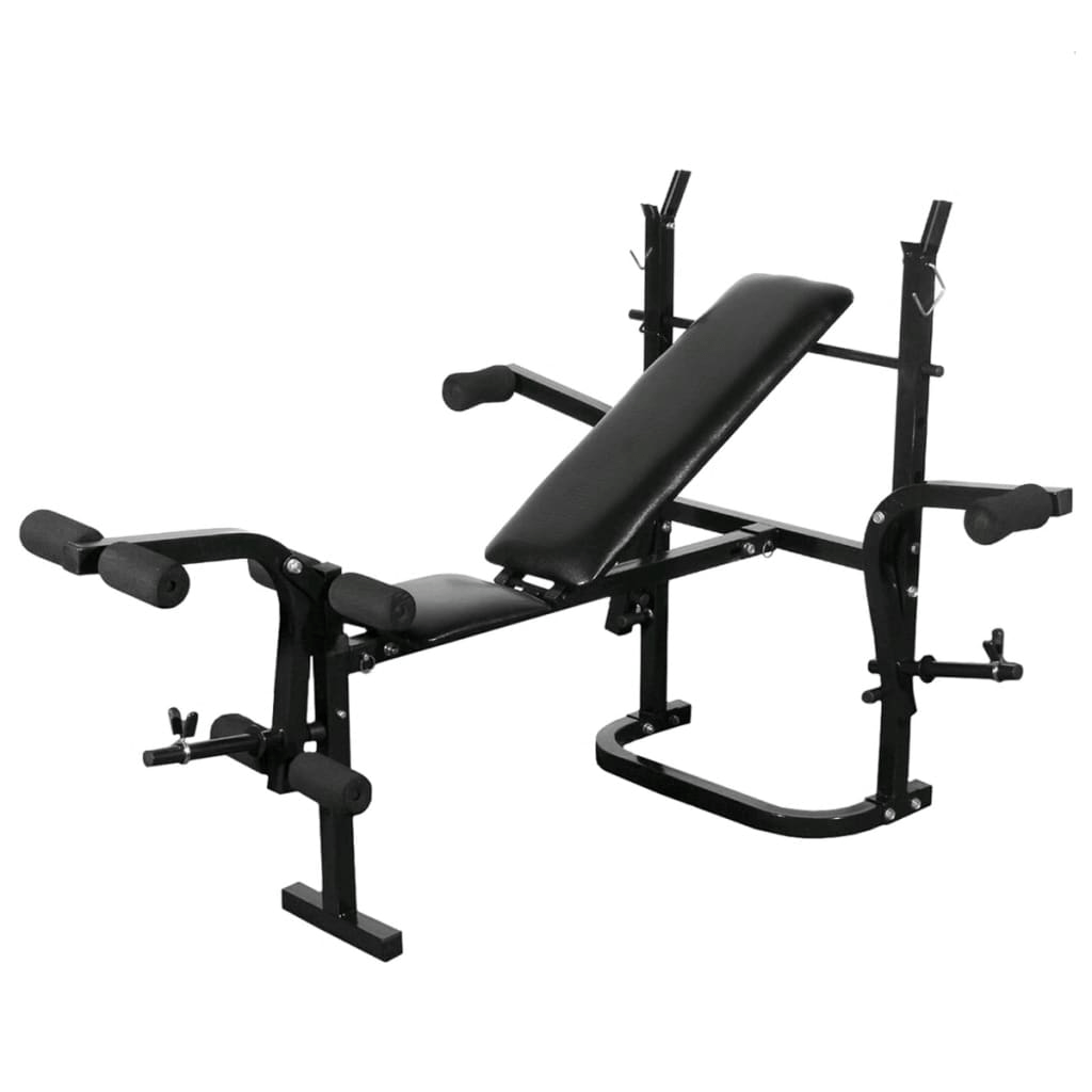 vidaXL Weight Bench and Rack & 60.5kg Barbell and Dumbbell Set - Home Gym - Fitness Max
