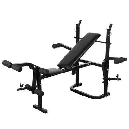 vidaXL Weight Bench and Rack & 60.5kg Barbell and Dumbbell Set - Home Gym - Fitness Max
