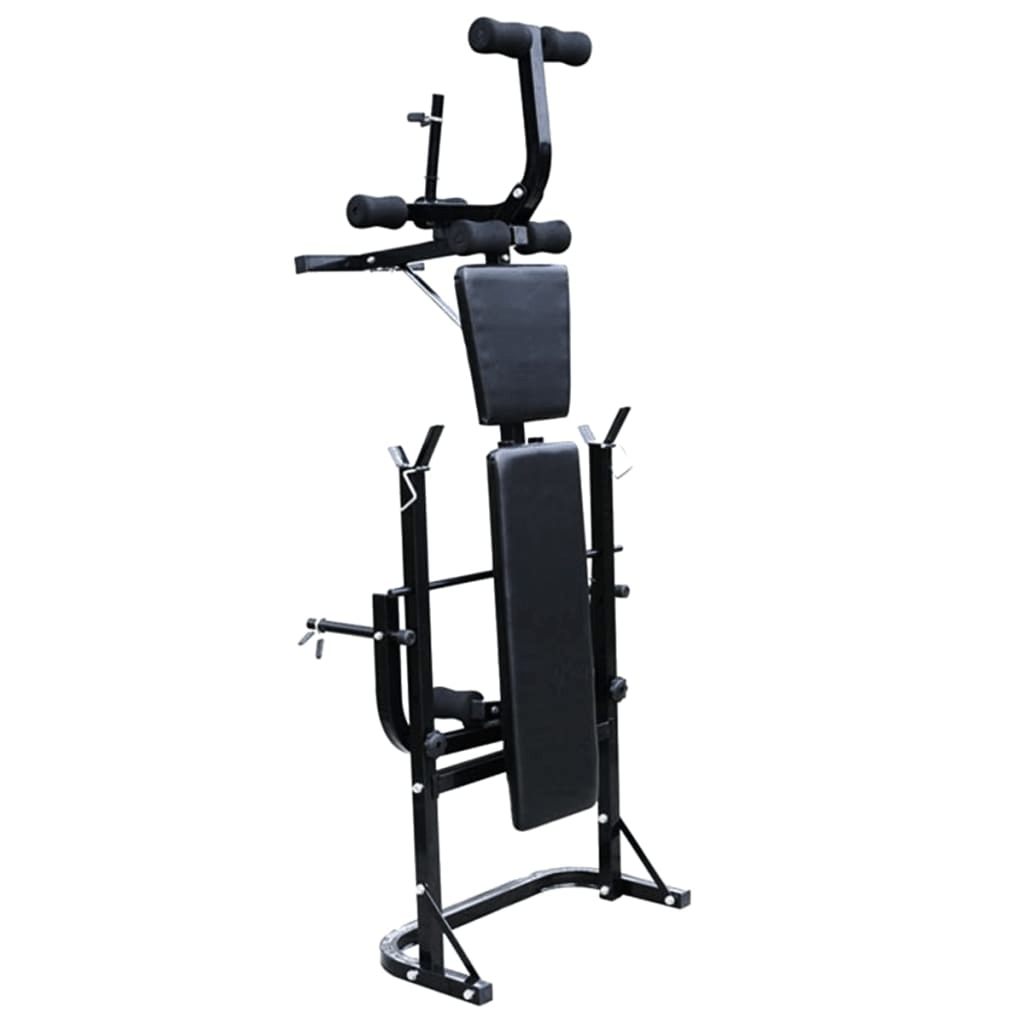 vidaXL Weight Bench and Rack & 60.5kg Barbell and Dumbbell Set - Home Gym - Fitness Max
