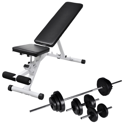 vidaXL Workout Bench with Barbell and Dumbbell Set 30.5 kg for Home Fitness - Fitness Max