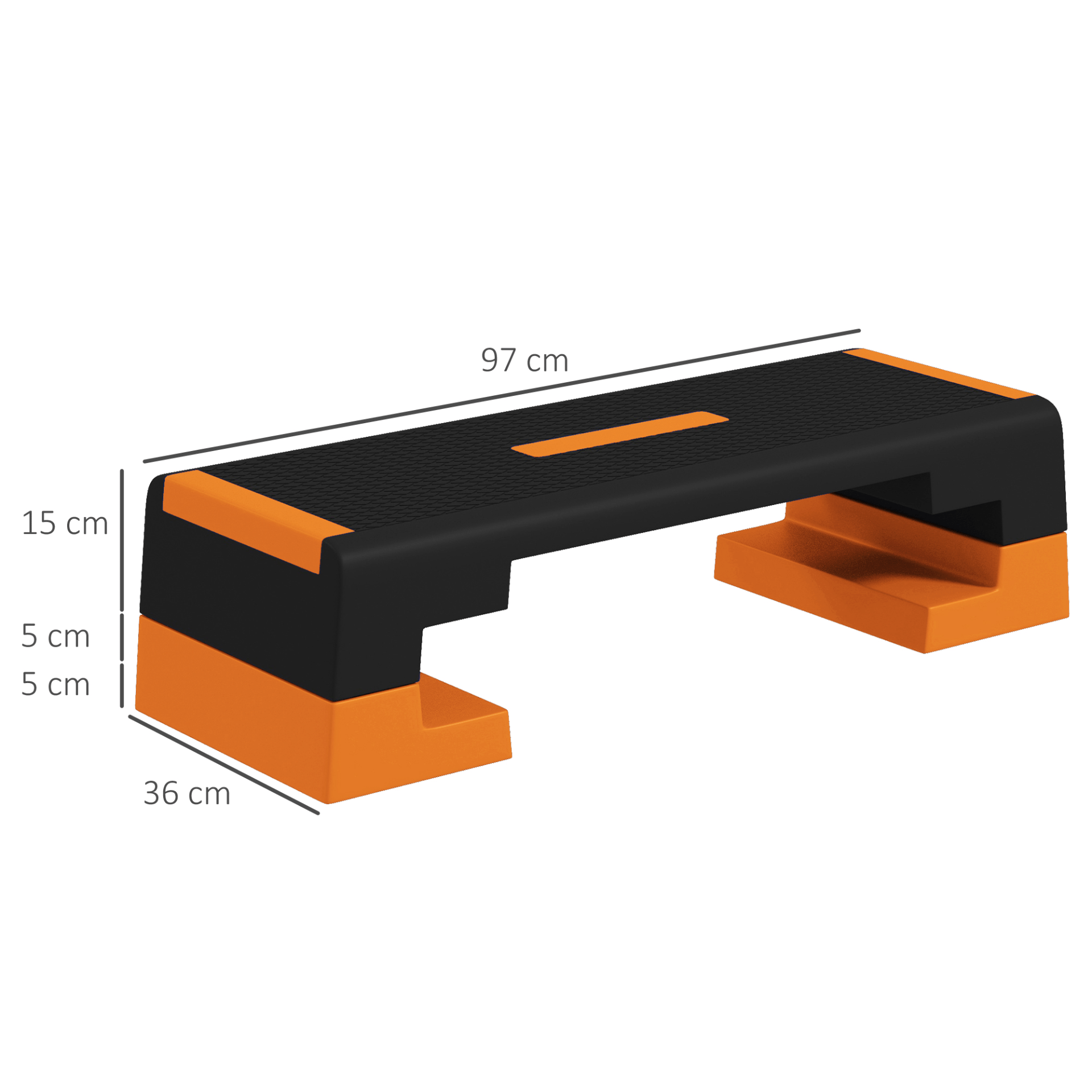Adjustable Exercise Stepper for Home Workouts, Orange, 15/20/25cm - Fitness Max