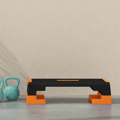 Adjustable Exercise Stepper for Home Workouts, Orange, 15/20/25cm - Fitness Max