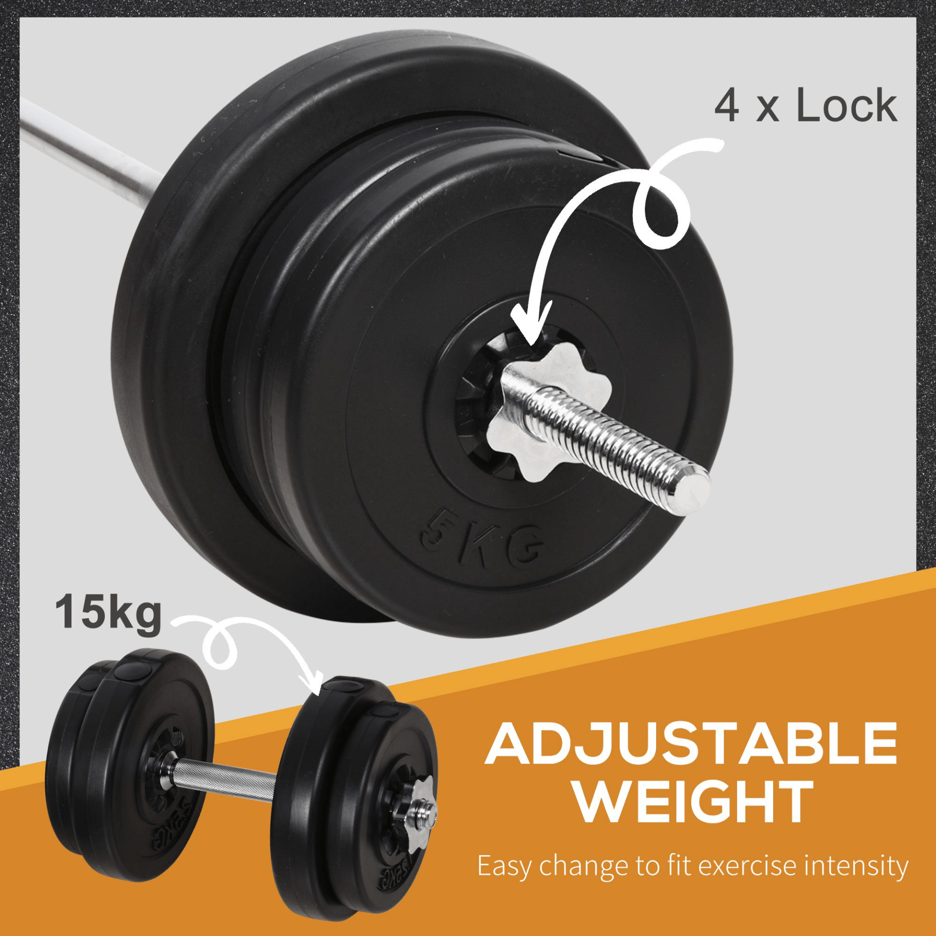 Adjustable 65kg Barbell Dumbbells Set - Fitness Max