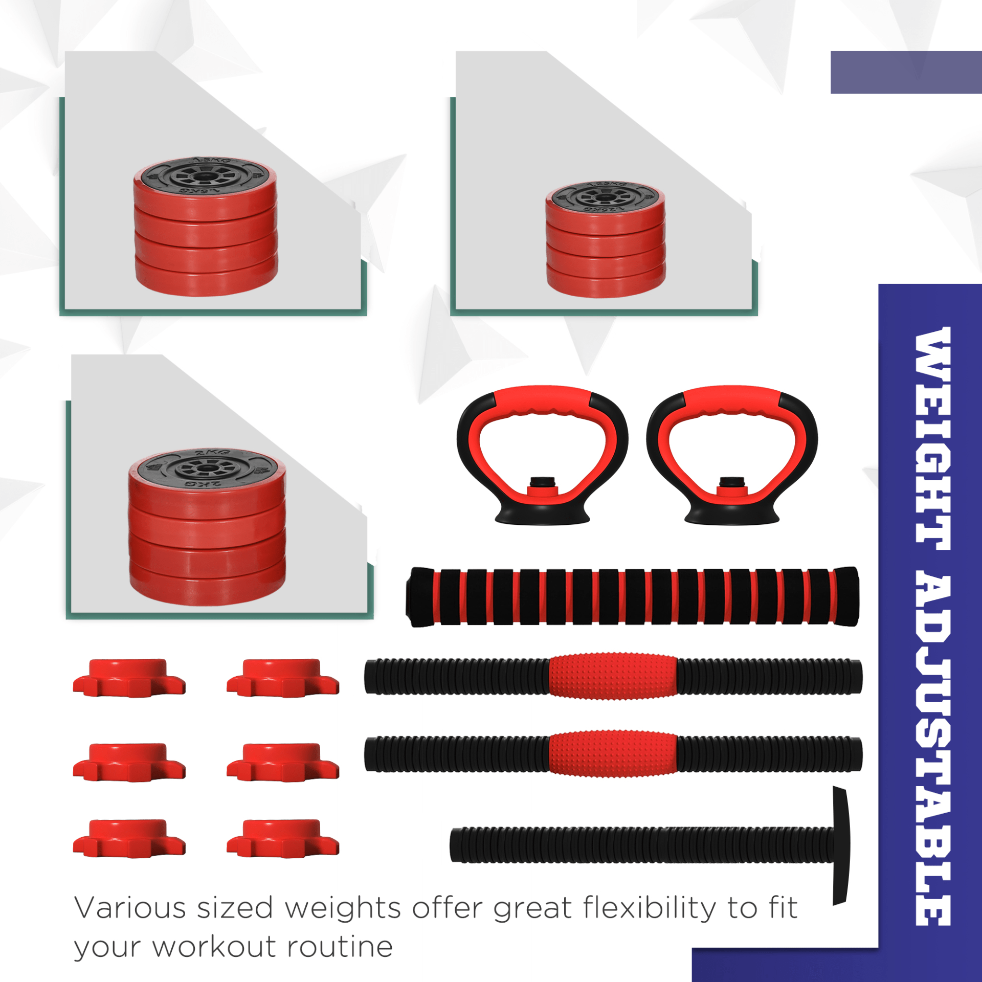 SPORTNOW 20kg Adjustable Weight Set: Dumbbells, Barbell, Kettlebell, Push-Up Stand - Fitness Max