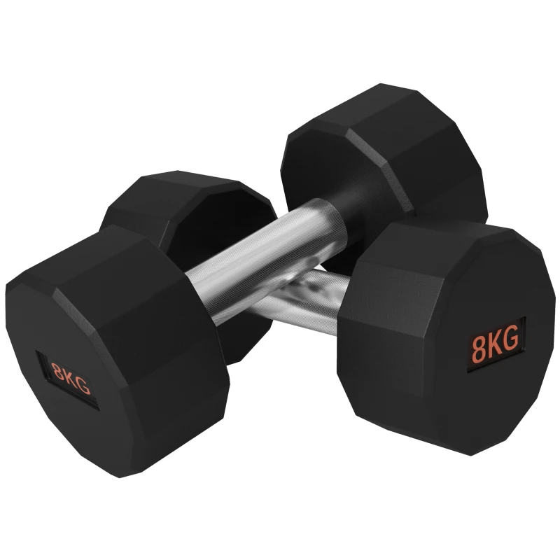 2 x 8kg Dumbbells Set with 12-Sided Grip for Home Gym - Fitness Max