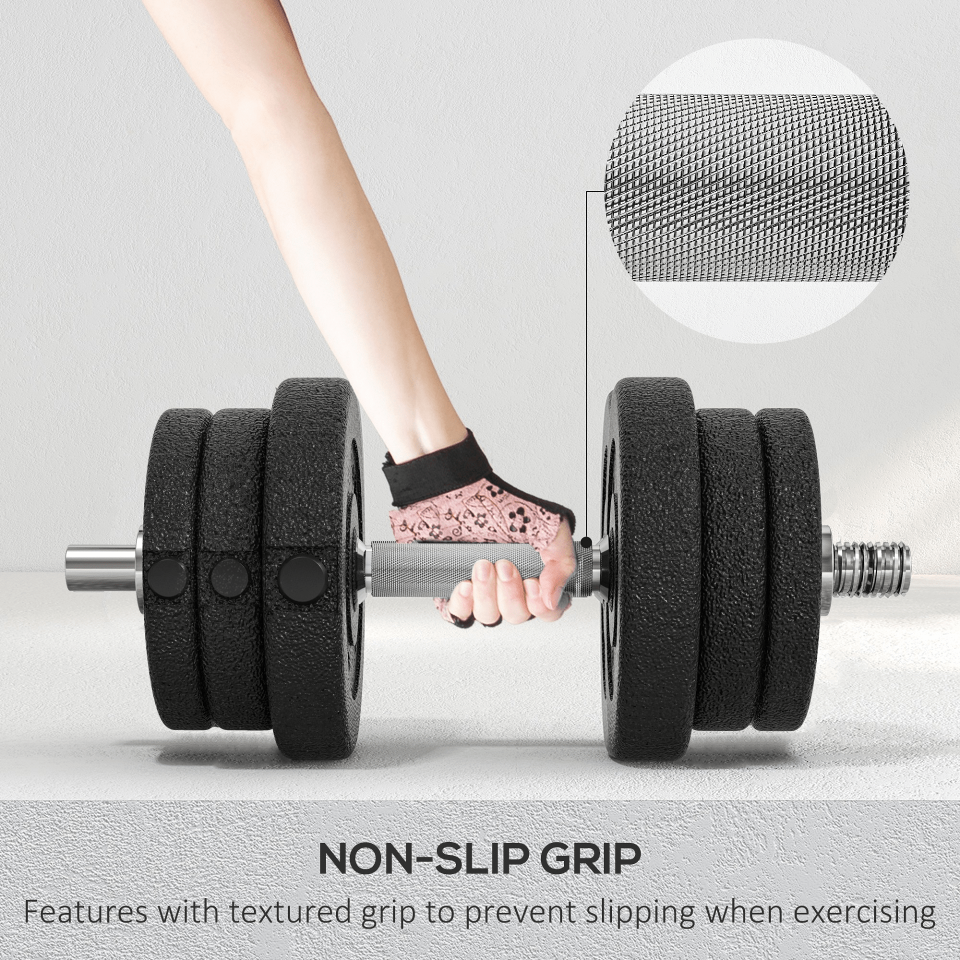 25KG HOMCOM Black Dumbbells Set for Home - Fitness Max