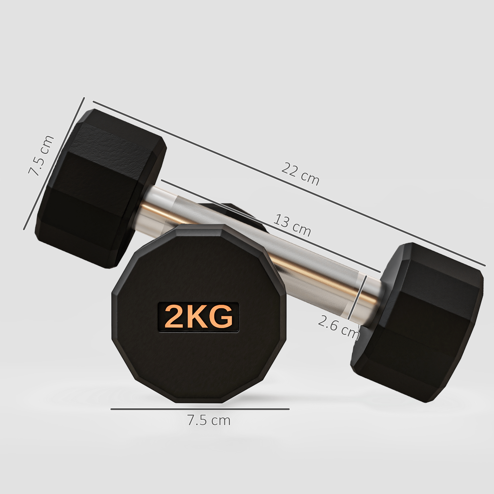 2x 2kg 12-Sided Dumbbells Set with Non-Slip Grip for Home and Gym - Fitness Max