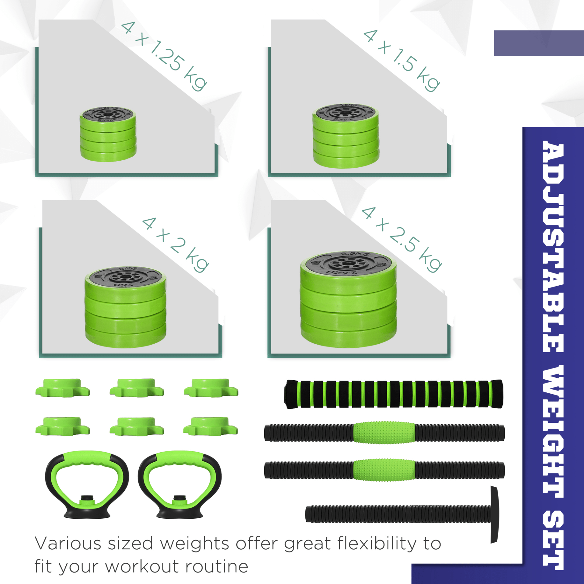 30kg Adjustable Dumbbell & Barbell Set for Kettlebells & Push-Up Stands - Fitness Max