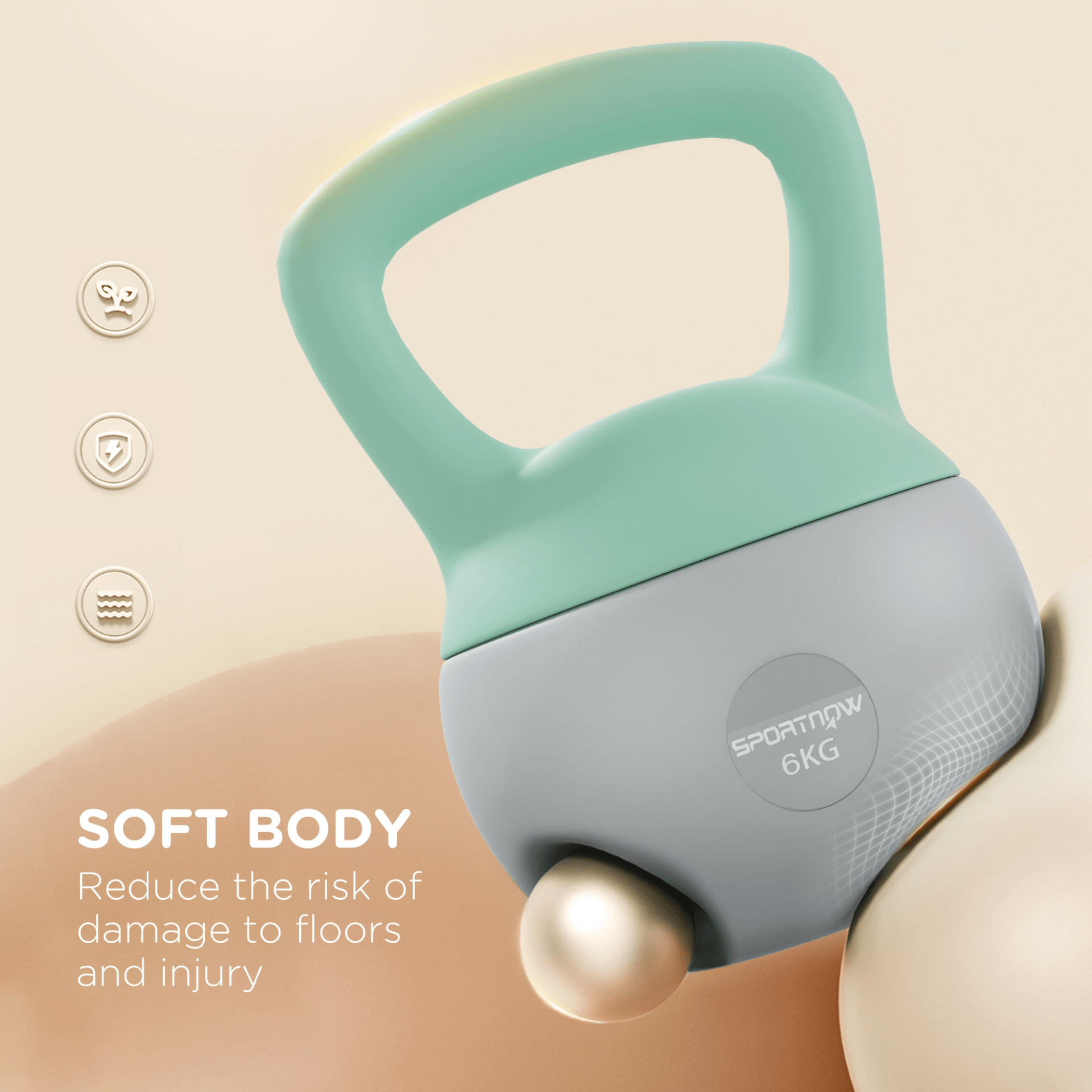 6KG Kettlebell with Non-Slip Handle and Soft Base - Fitness Max
