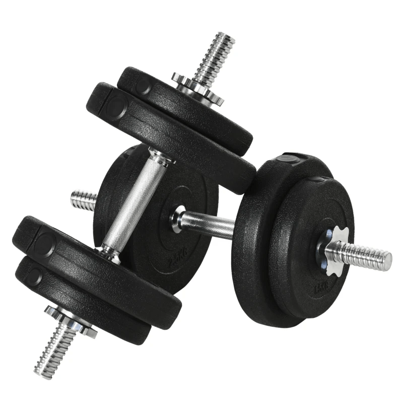 Adjustable 20KG Dumbbells Set for Home Office Gym Fitness, Black - Fitness Max
