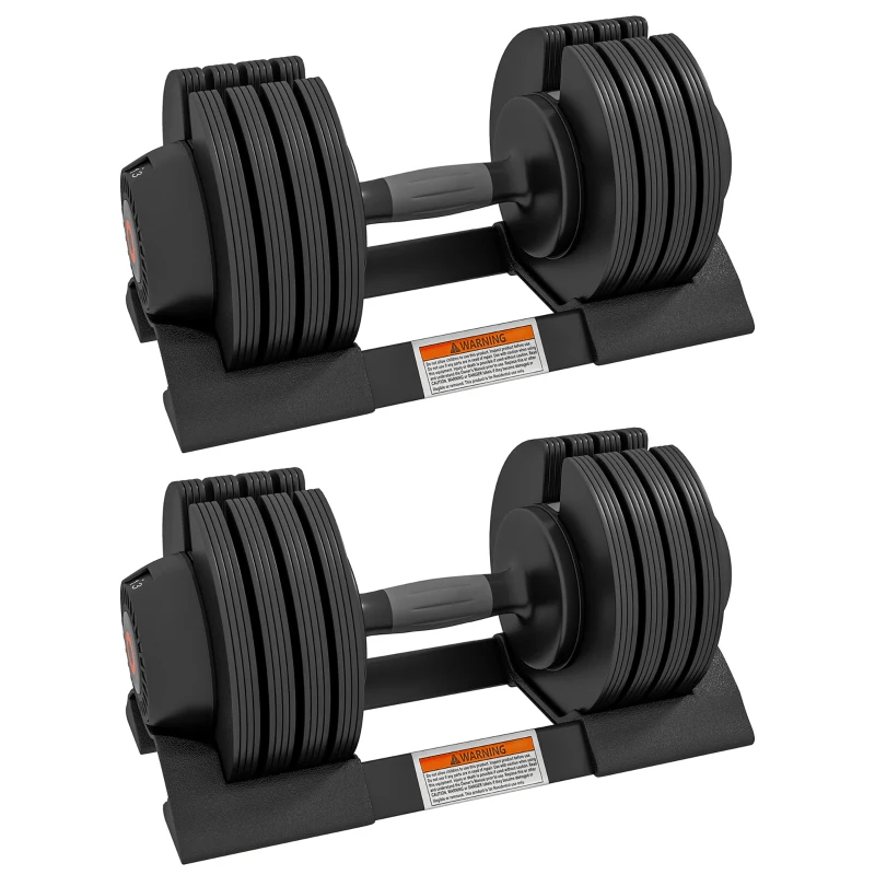 Adjustable Dumbbells Set 2 x 24KG with Storage Tray, Non-Slip Handles - Fitness Max
