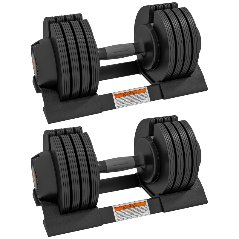 Adjustable Dumbbells Set 2x20KG, 4-in-1 Home Gym Weights Storage Tray Black Fitness - Fitness Max