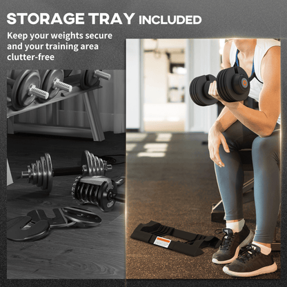 Adjustable Dumbbells Set with Storage Tray, Non-Slip Handle, 7KG-24KG - Fitness Max