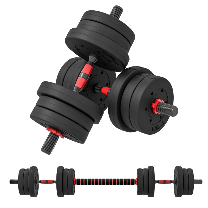 HOMCOM 20kg 2-in-1 Adjustable Dumbbells Weight Set for Home & Gym - Fitness Max