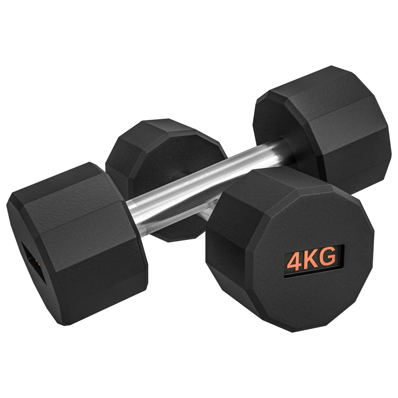 SPORTNOW 2 x 4kg Dumbbells Set with Non-Slip Grip & 12-Sided Shape - Fitness Max