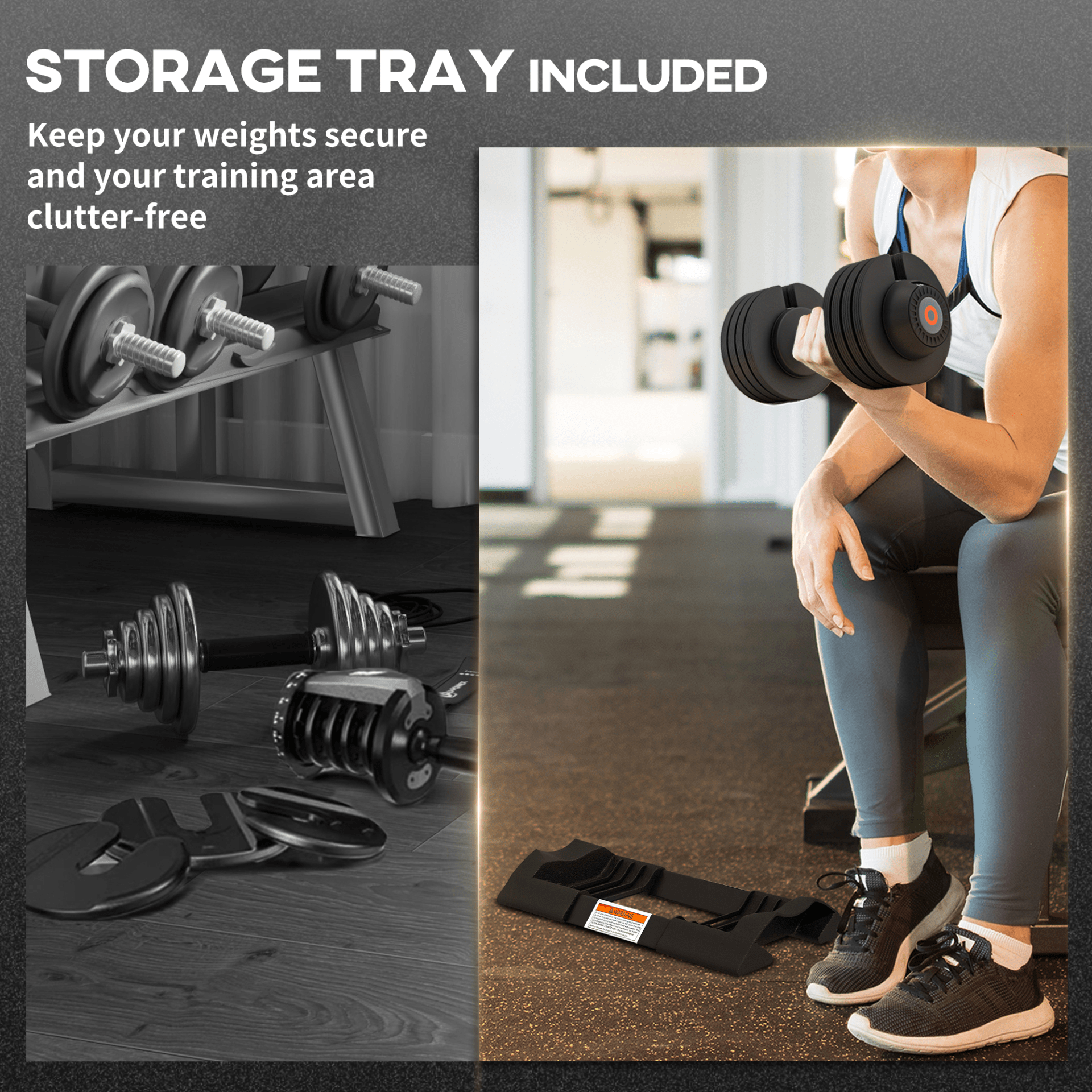 SPORTNOW 4-in-1 Adjustable Dumbbell: Versatile Weights, Non-Slip Handle, Storage Tray - Fitness Max