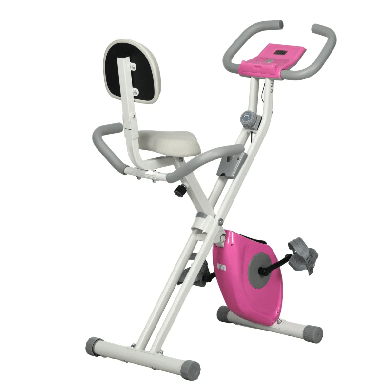 Folding Exercise Bike with 8 Levels Resistance & Adjustable Backrest | HOMCOM Fitness Bike - Fitness Max